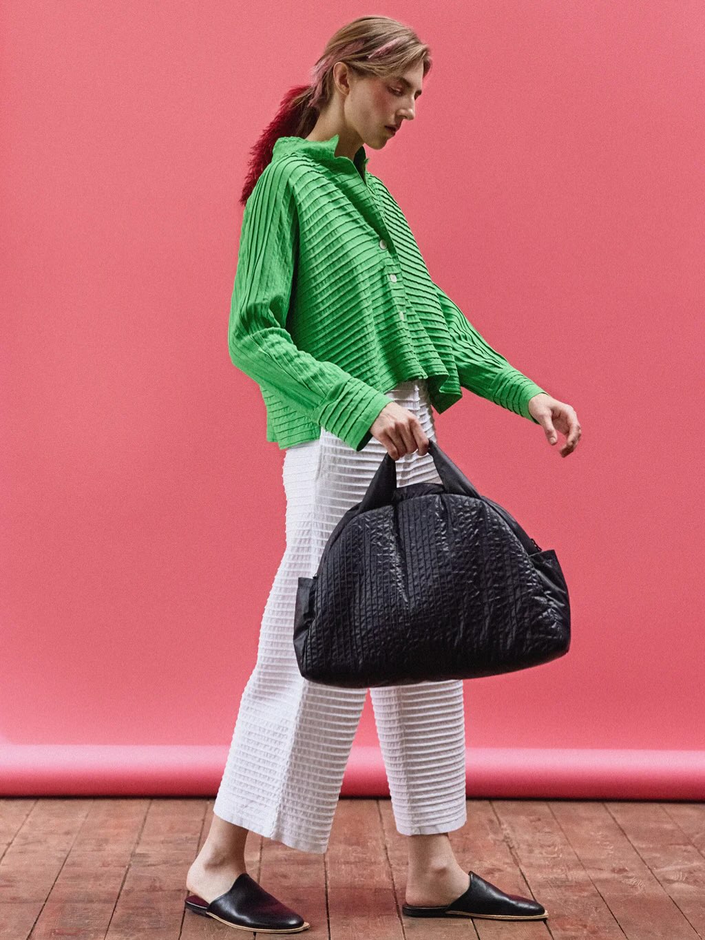 Green Pintuck Shirt
